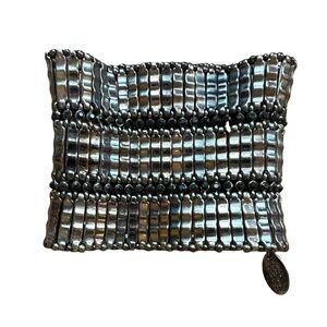 Silver Beaded Wide Stretch Women's Bracelet